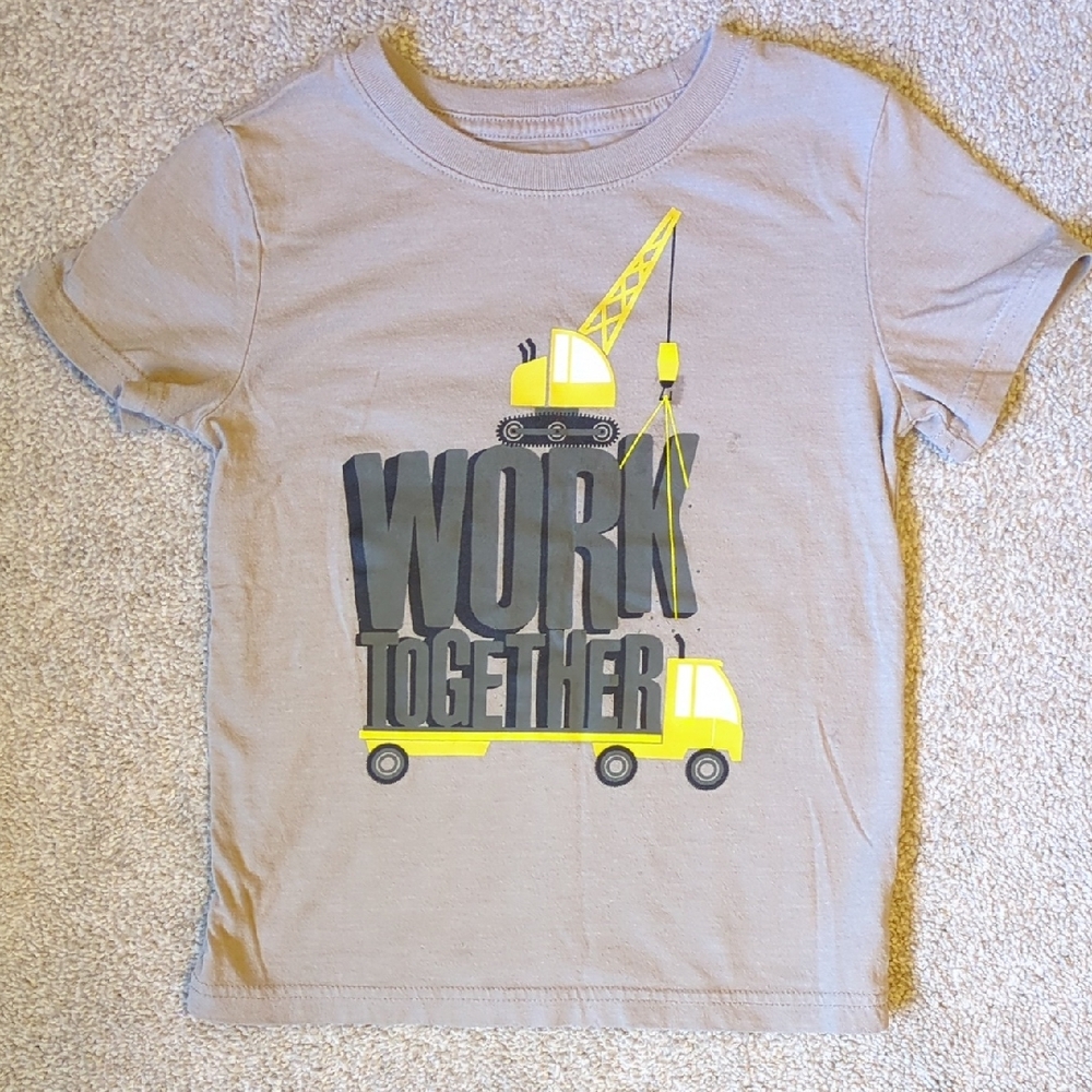 Cat & Jack Tan and Yellow Construction Tee